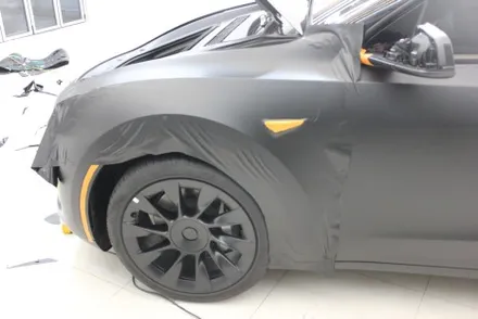 용인랩핑 모델Y 반광인 사틴보다 더 다크한 매트블랙으로 랩핑한다면? / 화성 동학산1길