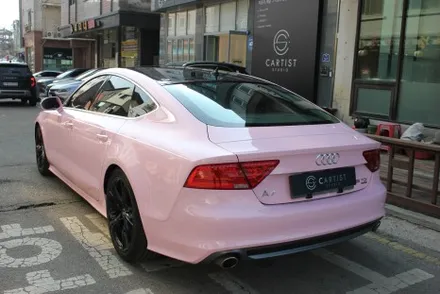동탄랩핑 A7 귀여운 파스텔톤의 베이비핑크 전체랩핑 그리고 랩핑 관리 / 화성 동학산1길