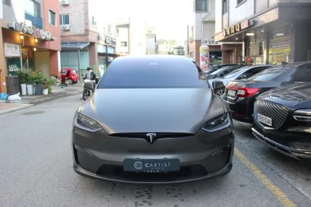 수원랩핑 랩핑빨 좋은 테슬라 모델X 사틴다크바솔트로 전체래핑 / 화성 동학산1길