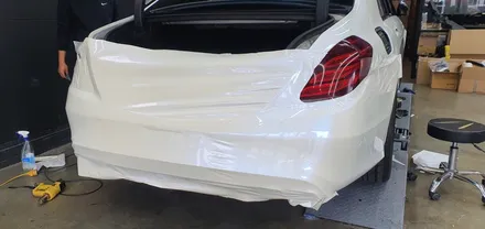 창원 벤츠 S클래스  Teck Wrap 카멜레온 펄 라이트블루 컬러로 전체랩핑 시공!