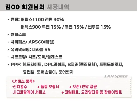 고덕 썬팅 모델Y 버텍스 1100 900 및 안티쇼크 PPF / 하남시 망월동