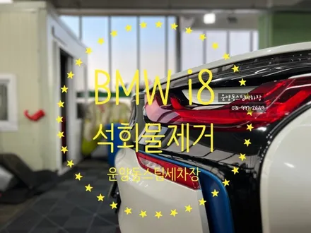운양동스팀세차 - BMW i8 차량 아파트 석회물 제거 작업 스팀세차로 완벽하게!/ 운양동아파트석회물제거 작업 보험처리 가능합니다. / 경기 김포