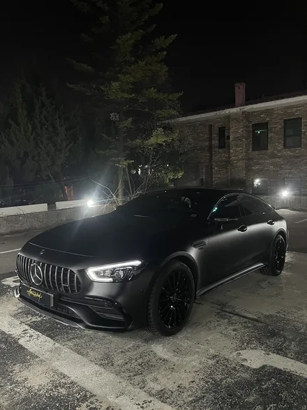 강남/판교 벤츠gt43amg 기존랩핑제거후 전체무광블랙랩핑및 휠도색 / 성남 판교 분당구