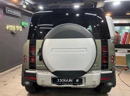 시공 전후 차이를 딱! 알려주는 랜드로버 디펜더 판게아 그린, 루프 스킨 부분 랩핑 / 서초, 강남, 양재