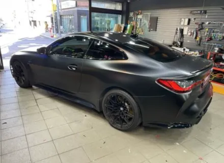역삼동 자동차 랩핑, BMW M4, 무광 PPF 시공 후 사틴 블랙 전체 랩핑 보험 처리 / 서초, 강남, 양재