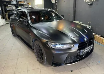 역삼동 자동차 랩핑, BMW M4, 무광 PPF 시공 후 사틴 블랙 전체 랩핑 보험 처리 / 서초, 강남, 양재