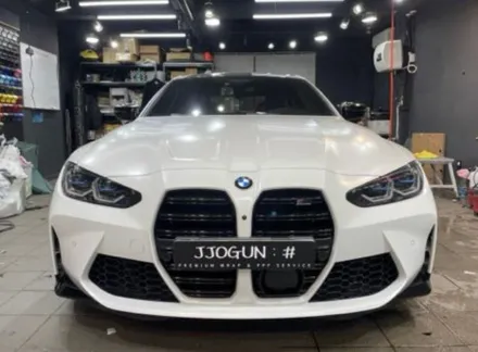 역삼동 자동차 랩핑, BMW M4, 무광 PPF 시공 후 사틴 블랙 전체 랩핑 보험 처리 / 서초, 강남, 양재