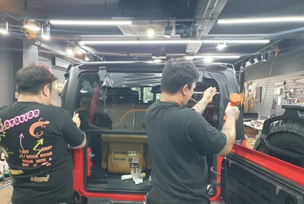 JEEP, 랭글러 루비콘 파워탑을 하드탑 처럼 연출해 보기!! 사틴 블랙 부분 랩핑 / 서초, 강남, 양재