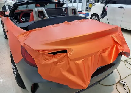 BMW Z4 프로즌그레이 전체랩핑 LB무광 오렌지 시공 / 구리시 사노동