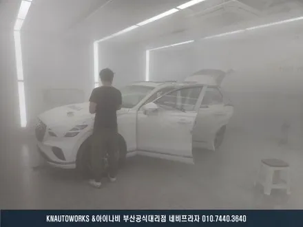 부산 제네시스 GV70 테라룩스IR 전체 썬팅 시공 및 유리막 코팅, 피톤치드 향균 탈취 작업 / 부산 금정구 부곡동