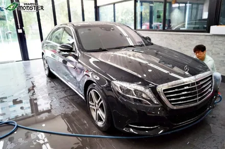 묵직한 벤츠의 가벼운 변신~!!벤츠 S400 다이아몬드 펄 화이트 전체랩핑시공~! / 청주 내덕동