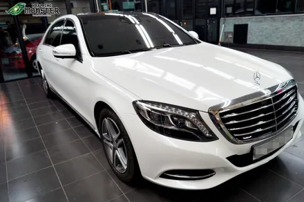 묵직한 벤츠의 가벼운 변신~!!벤츠 S400 다이아몬드 펄 화이트 전체랩핑시공~! / 청주 내덕동