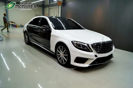 왕좌의 새로운 귀환!벤츠 S63AMG 다이아몬드 펄 화이트 전체랩핑 시공~!!수입차 전체랩핑은 랩핑몬스터에서~! / 청주 내덕동