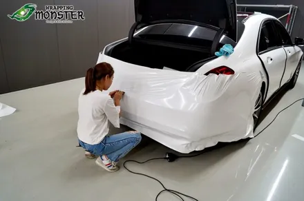 왕좌의 새로운 귀환!벤츠 S63AMG 다이아몬드 펄 화이트 전체랩핑 시공~!!수입차 전체랩핑은 랩핑몬스터에서~! / 청주 내덕동