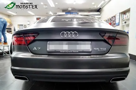 난 특별하니까~~!아우디 A7 55TDI 사틴네로 전체랩핑&라이트 스모그 필름 풀시공~ / 청주 내덕동