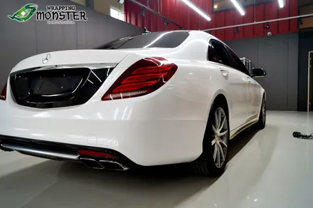 왕좌의 새로운 귀환!벤츠 S63AMG 다이아몬드 펄 화이트 전체랩핑 시공~!!수입차 전체랩핑은 랩핑몬스터에서~! / 청주 내덕동