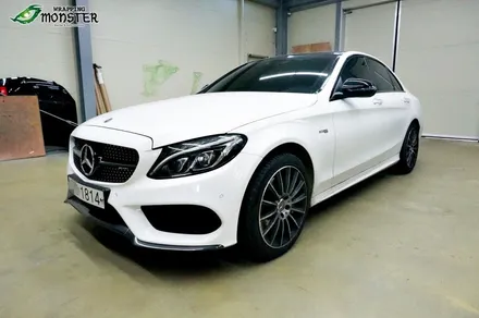 [리얼카본랩핑] 벤츠 C43amg 프리즘 리얼카본 부분랩핑 시공~!! / 청주 내덕동