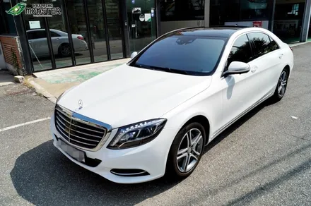 묵직한 벤츠의 가벼운 변신~!!벤츠 S400 다이아몬드 펄 화이트 전체랩핑시공~! / 청주 내덕동