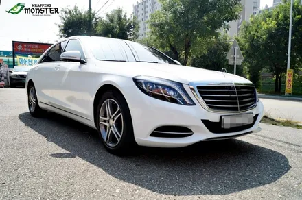 묵직한 벤츠의 가벼운 변신~!!벤츠 S400 다이아몬드 펄 화이트 전체랩핑시공~! / 청주 내덕동