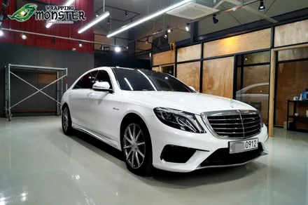 왕좌의 새로운 귀환!벤츠 S63AMG 다이아몬드 펄 화이트 전체랩핑 시공~!!수입차 전체랩핑은 랩핑몬스터에서~! / 청주 내덕동