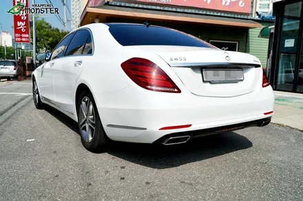 묵직한 벤츠의 가벼운 변신~!!벤츠 S400 다이아몬드 펄 화이트 전체랩핑시공~! / 청주 내덕동