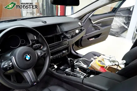 [실내랩핑] BMW 520d 사이드미러 & 실내트림 3d카본 랩핑~~ / 청주 내덕동