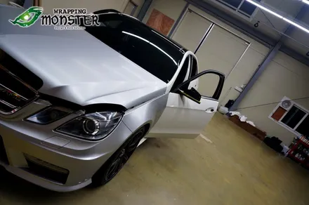 [전체랩핑] 벤츠 E63amg 사틴실버 전체랩핑&크롬+무광블랙 데칼 시공~!! 고급진 드레그 머신으로 재탄생하다!! / 청주 내덕동