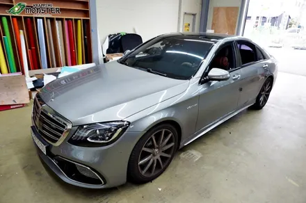 [부분랩핑] 벤츠 S63amg 루프스킨+윈도우몰딩 유광블랙 랩핑 시공~!!부분랩핑,루프스킨도 역시 랩핑몬스터 애드컴퍼니~ / 청주 내덕동