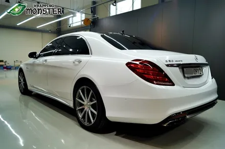 왕좌의 새로운 귀환!벤츠 S63AMG 다이아몬드 펄 화이트 전체랩핑 시공~!!수입차 전체랩핑은 랩핑몬스터에서~! / 청주 내덕동
