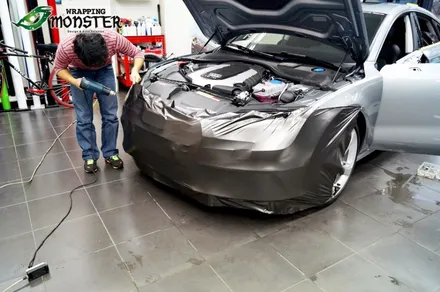 난 특별하니까~~!아우디 A7 55TDI 사틴네로 전체랩핑&라이트 스모그 필름 풀시공~ / 청주 내덕동