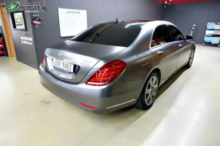[전체랩핑] 벤츠 S350 사틴 다크그레이 뒷범퍼 재시공~차량랩핑 보험처리,사고처리 전문 / 청주 내덕동