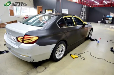 [전체랩핑] BMW 520d 브러쉬 블랙 전체랩핑+그릴 3색 랩핑 시공~!수입차 전체랩핑도 역시 랩핑몬스터~ / 청주 내덕동