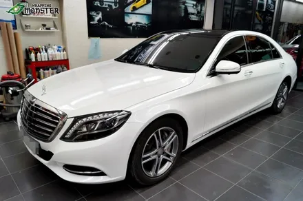 묵직한 벤츠의 가벼운 변신~!!벤츠 S400 다이아몬드 펄 화이트 전체랩핑시공~! / 청주 내덕동