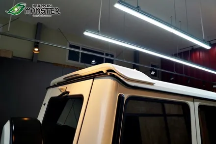 [부분랩핑] 벤츠 G바겐AMG 에어덕트&스포일러 무광펄화이트 랩핑+운전석 유리틴팅 재시공~ / 청주 내덕동