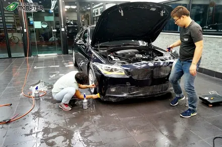 신차 PPF 작업은 역시 랩핑몬스터~!!!BMW 528i 본넷+앞범퍼+생활보호페키지 저황변PPF &사이드미러 카본&실내 브러쉬 스틸랩핑~ / 청주 내덕동