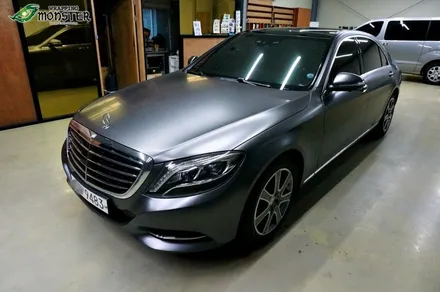 [전체랩핑] 벤츠 S350 사틴 다크그레이 뒷범퍼 재시공~차량랩핑 보험처리,사고처리 전문 / 청주 내덕동