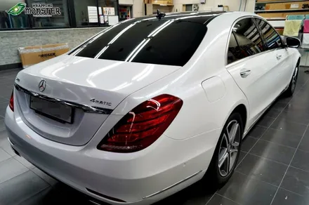 묵직한 벤츠의 가벼운 변신~!!벤츠 S400 다이아몬드 펄 화이트 전체랩핑시공~! / 청주 내덕동