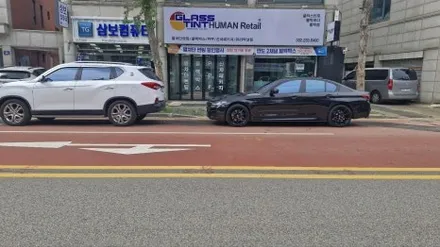 인천  블락포디 스카이 블루 반사썬팅  BMW5시리즈  재시공