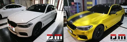 [디엠][자동차멀티샵][대구랩핑전문] bmw 5시리즈 520d 전체랩핑,부분랩핑 (사이드미러-리얼카본랩핑,무광카본-부분랩핑,데칼-바이퍼라인) 시공 / 대구 수성구