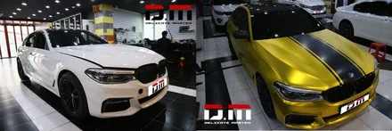 [디엠][자동차멀티샵][대구랩핑전문] bmw 5시리즈 520d 전체랩핑,부분랩핑 (사이드미러-리얼카본랩핑,무광카본-부분랩핑,데칼-바이퍼라인) 시공 / 대구 수성구