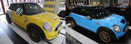 [디엠][자동차멀티샵][대구랩핑전문] BMW 미니쿠퍼 랩핑지 제거후 전체랩핑 재시공 /부분랩핑(포인트랩핑) / 대구 수성구