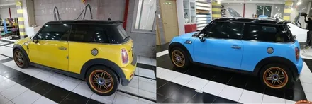 [디엠][자동차멀티샵][대구랩핑전문] BMW 미니쿠퍼 랩핑지 제거후 전체랩핑 재시공 /부분랩핑(포인트랩핑) / 대구 수성구