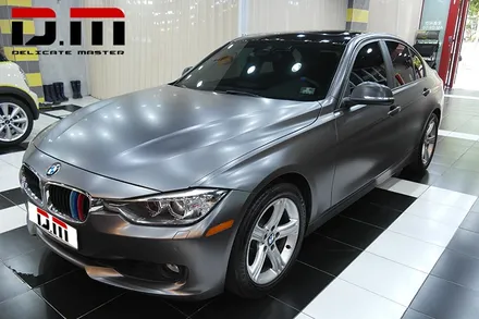 [디엠][자동차멀티샵][대구랩핑전문] bmw320d 3m1080 사틴 다크 그레이 전체랩핑 + 루프스킨 + 카본실내랩핑 + 사이드미러 카본 포인트랩핑 시공 / 대구 수성구