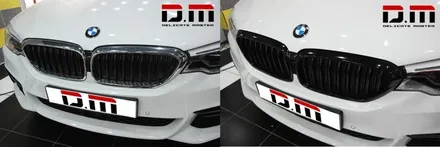 [디엠][자동차멀티샵][대구랩핑전문] BMW 5시리즈 그릴 크롬몰딩 블랙유광 부분랩핑시공 / 대구 수성구