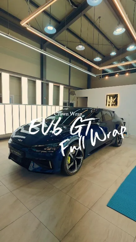부산 랩핑 EV6 GT 전체 시공 무광 블루 매력적이네 / 부산 사상구