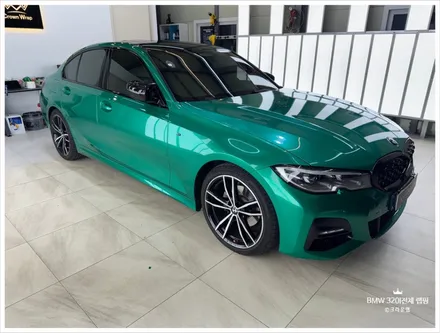 부산 사상 랩핑 PPF 전문 BMW 3시리즈 320I M3 시그니처 컬러 AX 필름 고광택 아일 오브 그린 전체랩핑 루프 블랙 PPF 가격 및 시공 / 부산 사상구