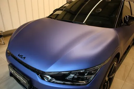 부산 랩핑 EV6 GT 전체 시공 무광 블루 매력적이네 / 부산 사상구