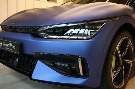 부산 랩핑 EV6 GT 전체 시공 무광 블루 매력적이네 / 부산 사상구