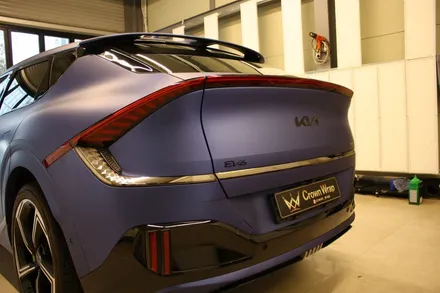 부산 랩핑 EV6 GT 전체 시공 무광 블루 매력적이네 / 부산 사상구
