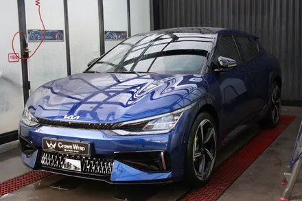 부산 랩핑 EV6 GT 전체 시공 무광 블루 매력적이네 / 부산 사상구